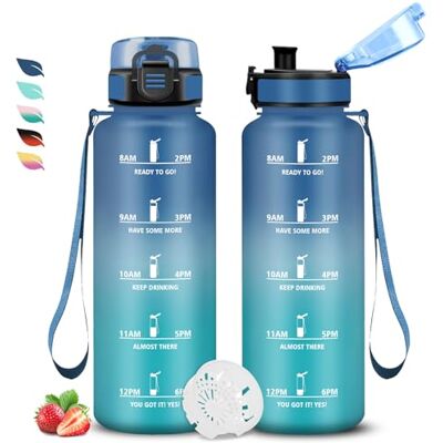 Grsta Trinkflasche- 1.5 liter- Trinkflasche Sport, Trinkflaschen Auslaufsicher, Wasserflasche mit Zeitmarkierung, mit Filter, Flasche Kohlensäure Geeignet, Leicht zu Reinigen, für Fitness, Schule, Gym Grsta Trinkflasche- 1.5 liter- Trinkflasche Sport, Trinkflaschen Auslaufsicher, Wasserflasche mit Zeitmarkierung, mit Filter, Flasche Kohlensäure Geeignet, Leicht zu Reinigen, für Fitness, Schule, Gym
