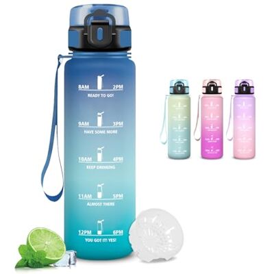 Mujigaga Trinkflasche 1l, Trinkflasche Sport, Wasserflasche Auslaufsicher, Wasserflasche mit Zeitmarkierung, Leicht zu Tragen und zu Reinigen, Flasche für Fitness, Schule, Büro, Jugendliche, Erwachsene, Gym Mujigaga Trinkflasche 1l, Trinkflasche Sport, Wasserflasche Auslaufsicher, Wasserflasche mit Zeitmarkierung, Leicht zu Tragen und zu Reinigen, Flasche für Fitness, Schule, Büro, Jugendliche, Erwachsene, Gym