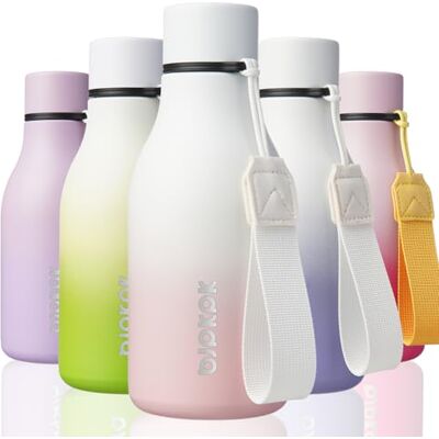 BJPKPK Isolierte Wasserflaschen, 350 ml Edelstahl Metall Trinkflasche Mit Trageriemen, BPA Frei Wasserdicht Thermos, Flaschen, Wiederverwendbare Thermosflasche Für Sport & Reisen, Anmutiges Rosa BJPKPK Isolierte Wasserflaschen, 350 ml Edelstahl Metall Trinkflasche Mit Trageriemen, BPA Frei Wasserdicht Thermos, Flaschen, Wiederverwendbare Thermosflasche Für Sport & Reisen, Anmutiges Rosa