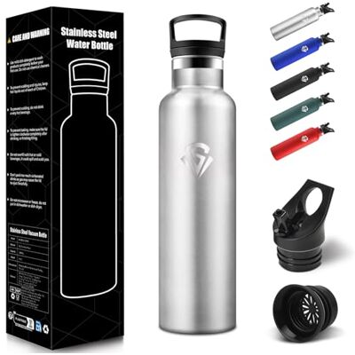 HoneyHolly Trinkflasche Edelstahl 750ML, BPA-Frei, Trinkflasche, Doppelwandig Vakuumisoliert, Wasserflasche Edelstahl, mit Strohhalm, Isolierflasche für Schule, Reisen, Joggen Edelstahl HoneyHolly Trinkflasche Edelstahl 750ML, BPA-Frei, Trinkflasche, Doppelwandig Vakuumisoliert, Wasserflasche Edelstahl, mit Strohhalm, Isolierflasche für Schule, Reisen, Joggen Edelstahl