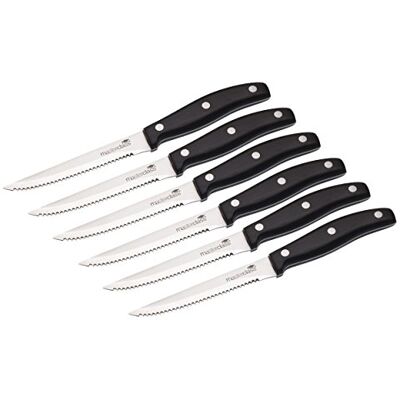 Master Class MasterClass 6 Deluxe Steakmesser, Edelstahl mit Korrosionsbeständigen, Gezahnten Klingen, 11 cm, 6er-Set, Schwarz Master Class MasterClass 6 Deluxe Steakmesser, Edelstahl mit Korrosionsbeständigen, Gezahnten Klingen, 11 cm, 6er-Set, Schwarz