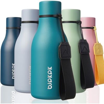 BJPKPK Isolierte Wasserflaschen, 350 ml Edelstahl Metall Trinkflasche Mit Trageriemen, BPA Frei Wasserdicht Thermos, Flaschen, Wiederverwendbare Thermosflasche Für Sport & Reisen, Seeblau BJPKPK Isolierte Wasserflaschen, 350 ml Edelstahl Metall Trinkflasche Mit Trageriemen, BPA Frei Wasserdicht Thermos, Flaschen, Wiederverwendbare Thermosflasche Für Sport & Reisen, Seeblau