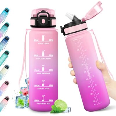 KollyKolla Trinkflasche 1L, Sport Wasserflasche mit Strohhalm, BPA-frei, Trinkflasche mit Zeitmarkierung, Auslaufsicher, Sportflasche für Gym, Fahrrad, Büro, Outdoor, Erwachsene, Schule, Yoga, Sport KollyKolla Trinkflasche 1L, Sport Wasserflasche mit Strohhalm, BPA-frei, Trinkflasche mit Zeitmarkierung, Auslaufsicher, Sportflasche für Gym, Fahrrad, Büro, Outdoor, Erwachsene, Schule, Yoga, Sport