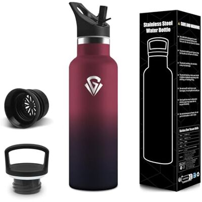 Motswedi Trinkflasche, 500 ml BPA-Frei, Trinkflasche Kinder, Isolierflasche Mit Strohhalm und 2 Deckeln, Wasserflasche, 304 Edelstahl, Flasche Mit Strohhalm für Schule, Yoga, Berge Besteigen Rot&Schwarz Motswedi Trinkflasche, 500 ml BPA-Frei, Trinkflasche Kinder, Isolierflasche Mit Strohhalm und 2 Deckeln, Wasserflasche, 304 Edelstahl, Flasche Mit Strohhalm für Schule, Yoga, Berge Besteigen Rot&Schwarz