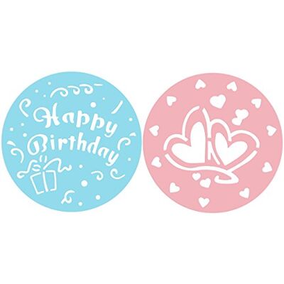 Zenker Kuchen-Deko-Schablonen CANDY, Dekorier-Scheiben mit Herzen und Happy Birthday, Schablone zur Verzierung von Kuchen und Torten (Farbe: Rosa, Blau), Menge: 2 Stück, 25.5 x 25.5 x 0,1 cm Zenker Kuchen-Deko-Schablonen CANDY, Dekorier-Scheiben mit Herzen und Happy Birthday, Schablone zur Verzierung von Kuchen und Torten (Farbe: Rosa, Blau), Menge: 2 Stück, 25.5 x 25.5 x 0,1 cm