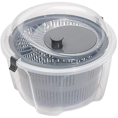 Chef Aid Salatschleuder 4,4 L, 24,5 cm – Transparente Kunststoff-Schüssel mit Kurbelantrieb, herausnehmbarem Sieb und Deckel mit Clips für schnelles, spritzfreies Trocknen Chef Aid Salatschleuder 4,4 L, 24,5 cm – Transparente Kunststoff-Schüssel mit Kurbelantrieb, herausnehmbarem Sieb und Deckel mit Clips für schnelles, spritzfreies Trocknen