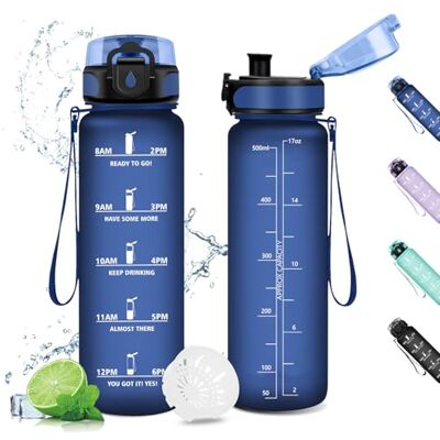 KollyKolla Trinkflasche 500ml, Wasserflasche Auslaufsicher, Trinkflasche Sport, Wasserflasche Kohlensäure Geeignet, Sportflasche mit Zeitmarkierungen, Sportflasche für Gym, Scuola, Ciclismo, Outdoor KollyKolla Trinkflasche 500ml, Wasserflasche Auslaufsicher, Trinkflasche Sport, Wasserflasche Kohlensäure Geeignet, Sportflasche mit Zeitmarkierungen, Sportflasche für Gym, Scuola, Ciclismo, Outdoor