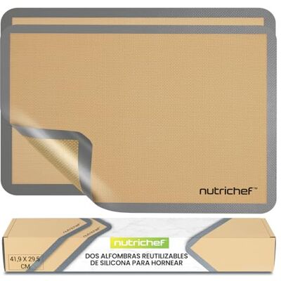 Nutrichef Dauerbackfolie 2er Set – Silikon Backmatte 42x28 cm, Antihaft, PFAS-frei & BPA-frei, Hitzebeständig 250°C, Wiederverwendbares Backpapier Nutrichef Dauerbackfolie 2er Set – Silikon Backmatte 42x28 cm, Antihaft, PFAS-frei & BPA-frei, Hitzebeständig 250°C, Wiederverwendbares Backpapier