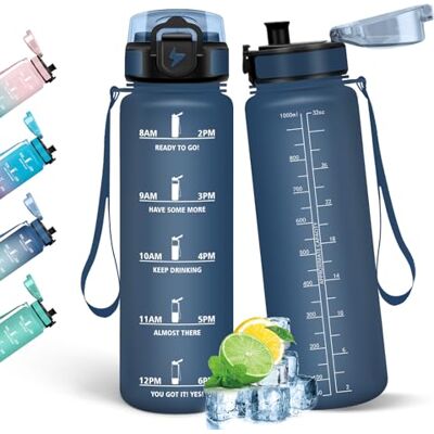 HoneyHolly Trinkflasche 1L, Auslaufsicher mit Zeitmarkierung, Wasserflasche, Sportflasche mit Filter, Trinkflasche Kohlensäure Geeignet, Flasche, Wasserflasche Sport für Outdoor, Fahrrad, Fitness HoneyHolly Trinkflasche 1L, Auslaufsicher mit Zeitmarkierung, Wasserflasche, Sportflasche mit Filter, Trinkflasche Kohlensäure Geeignet, Flasche, Wasserflasche Sport für Outdoor, Fahrrad, Fitness