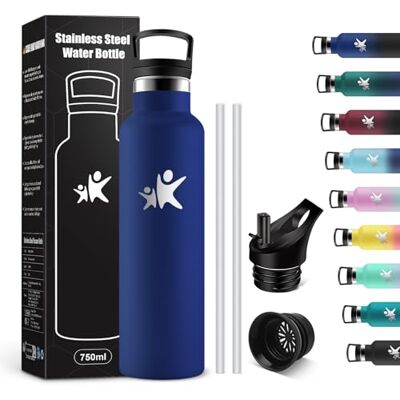KollyKolla Trinkflasche Edelstahl 750ml, Isolierflasche mit Strohhalm, BPA-Frei, Kohlensäure Geeignet, Vakuum Thermosflasche, Wasserflasche für Erwachsene, Uni, Sport, Büro, Gym, Fahrrad, Camping KollyKolla Trinkflasche Edelstahl 750ml, Isolierflasche mit Strohhalm, BPA-Frei, Kohlensäure Geeignet, Vakuum Thermosflasche, Wasserflasche für Erwachsene, Uni, Sport, Büro, Gym, Fahrrad, Camping