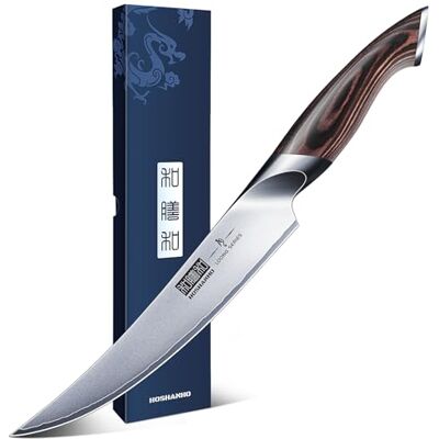 HOSHANHO Ausbeinmesser 15cm, Professionelles Filetiermesser aus Kohlenstoffreichem Edelstahl, Scharfes Japanisches Küchenmesser mit Ergonomischem Pakkaholz-Griff HOSHANHO Ausbeinmesser 15cm, Professionelles Filetiermesser aus Kohlenstoffreichem Edelstahl, Scharfes Japanisches Küchenmesser mit Ergonomischem Pakkaholz-Griff