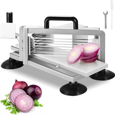 VEVOR Kommerzieller Tomatenschneider, 3/16 Zoll Tomatenschneider, Hochleistungs-Zwiebelschneider aus Edelstahl, Manueller Gemüseschneider, zum Schneiden von Tomaten, Gurken, Bananen VEVOR Kommerzieller Tomatenschneider, 3/16 Zoll Tomatenschneider, Hochleistungs-Zwiebelschneider aus Edelstahl, Manueller Gemüseschneider, zum Schneiden von Tomaten, Gurken, Bananen
