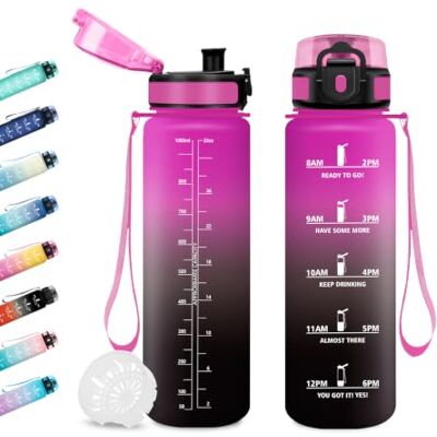 JAPORIA Trinkflasche 1L, Wasserflasche mit Zeitmarkierung, Trinkflasche mit Filter, Auslaufsicher, BPA-frei, Sportflasche für Fitness, Fahrrad, Büro, Schule, Outdoor, Yoga, Erwachsene, Sprudel geeignet JAPORIA Trinkflasche 1L, Wasserflasche mit Zeitmarkierung, Trinkflasche mit Filter, Auslaufsicher, BPA-frei, Sportflasche für Fitness, Fahrrad, Büro, Schule, Outdoor, Yoga, Erwachsene, Sprudel geeignet