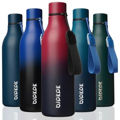 BJPKPK Isolierte Wasserflaschen, 750 ml Edelstahl Metall Trinkflasche Mit Trageriemen, BPA Frei Wasserdicht Thermos, Flaschen, Wiederverwendbare Thermosflasche Für Sport & Reisen, Charmant Rot BJPKPK Isolierte Wasserflaschen, 750 ml Edelstahl Metall Trinkflasche Mit Trageriemen, BPA Frei Wasserdicht Thermos, Flaschen, Wiederverwendbare Thermosflasche Für Sport & Reisen, Charmant Rot
