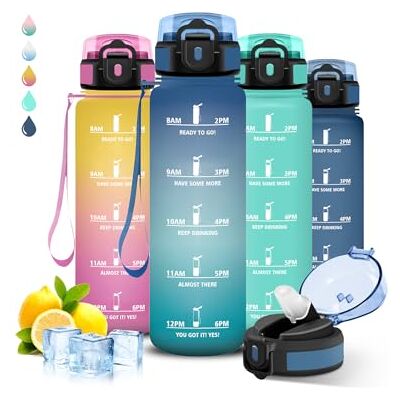 Grsta Trinkflasche- 1l- Trinkflasche Sport, Wasserflasche mit Strohhalm, Kann mit dir Tragen, Wasserflasche Auslaufsicher, Mit Motivierendem Slogan, Flasche mit Zeitmarkierung, für Schule, Yoga, Wandern Grsta Trinkflasche- 1l- Trinkflasche Sport, Wasserflasche mit Strohhalm, Kann mit dir Tragen, Wasserflasche Auslaufsicher, Mit Motivierendem Slogan, Flasche mit Zeitmarkierung, für Schule, Yoga, Wandern