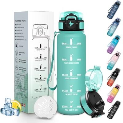 Mulbijeo Trinkflasche Sport, Auslaufsicher 500 ML, Wasserflasche, Zeitmarkierung und Motivierende, Trinkflasche Kohlensäure Geeignet Hellgrün Mulbijeo Trinkflasche Sport, Auslaufsicher 500 ML, Wasserflasche, Zeitmarkierung und Motivierende, Trinkflasche Kohlensäure Geeignet Hellgrün
