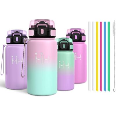 Motswedi Trinkflasche, 500ml Auslaufsicher, mit Bürste, Trinkflasche Kinder, Flasche mit Strohhalm, Flaschen, mit 6 Strohhalm, Wasserflasche Edelstahl, Geeignet für Schule Pastellrosa & Hellgrün Motswedi Trinkflasche, 500ml Auslaufsicher, mit Bürste, Trinkflasche Kinder, Flasche mit Strohhalm, Flaschen, mit 6 Strohhalm, Wasserflasche Edelstahl, Geeignet für Schule Pastellrosa & Hellgrün