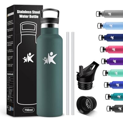 KollyKolla Thermosflasche 750ml, Wasserflasche Kohlensäure Geeignet, Auslaufsicher Wasserflasche mit Strohhalm, BPA-Frei, Doppelwandige Vakuumisolierte, Trinkflasche für Schule, Reisen, Camping KollyKolla Thermosflasche 750ml, Wasserflasche Kohlensäure Geeignet, Auslaufsicher Wasserflasche mit Strohhalm, BPA-Frei, Doppelwandige Vakuumisolierte, Trinkflasche für Schule, Reisen, Camping