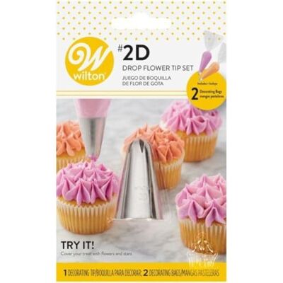 Wilton Spritztüllen Set: RVS Spritztülle -2D und 2x Spritzbeutel 30 cm Dekorationswerkzeuge DIY Tortendeko Backzubehör Gebäck Torten Kuchen Muffins Churros Set-3 Wilton Spritztüllen Set: RVS Spritztülle -2D und 2x Spritzbeutel 30 cm Dekorationswerkzeuge DIY Tortendeko Backzubehör Gebäck Torten Kuchen Muffins Churros Set-3