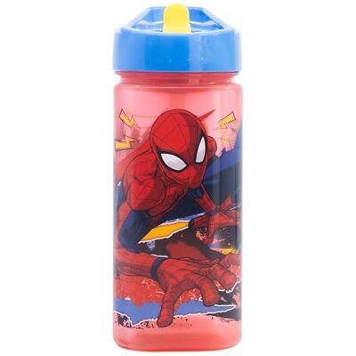 Stor Wiederverwendbare Trinkflasche Spider-Man mit integriertem Strohhalm 530ml BPA-frei Quadratische Kunststoff Wasserflasche Kinder Stor Wiederverwendbare Trinkflasche Spider-Man mit integriertem Strohhalm 530ml BPA-frei Quadratische Kunststoff Wasserflasche Kinder