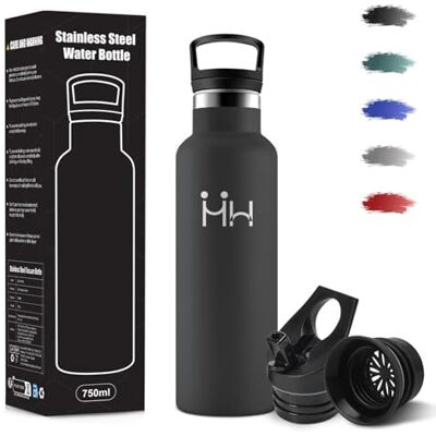 Motswedi Trinkflasche Edelstahl, 500ml Auslaufsicher, Trinkflasche mit Strohhalm, Kohlensäure Geeignet, Edelstahl Trinkflaschen, BPA-Frei, Thermosflasche für Camping, Reisen, Outdoor, Yoga, Schwarz Motswedi Trinkflasche Edelstahl, 500ml Auslaufsicher, Trinkflasche mit Strohhalm, Kohlensäure Geeignet, Edelstahl Trinkflaschen, BPA-Frei, Thermosflasche für Camping, Reisen, Outdoor, Yoga, Schwarz