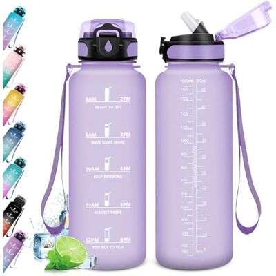 KollyKolla Trinkflasche 1.5 Liter, Große Trinkflasche Sport mit Strohhalm, Wasserflasche Auslaufsicher, Trinkflasche Kohlensäure Geeignet, Trinkflasche mit Zeitmarkierungen, flasche für Erwachsener KollyKolla Trinkflasche 1.5 Liter, Große Trinkflasche Sport mit Strohhalm, Wasserflasche Auslaufsicher, Trinkflasche Kohlensäure Geeignet, Trinkflasche mit Zeitmarkierungen, flasche für Erwachsener