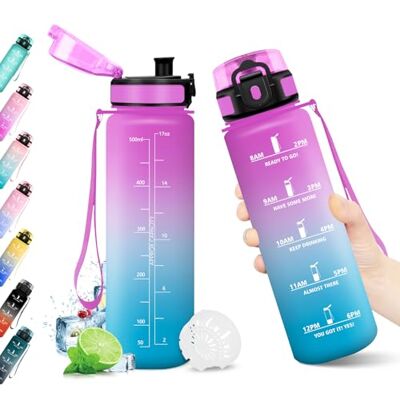 KollyKolla Trinkflasche 500ml, Wasserflasche mit Zeitmarkierung, Trinkflasche mit Filter, Auslaufsicher, BPA-frei, Sportflasche für Fitness, Fahrrad, Büro, Schule, Outdoor, Yoga, Erwachsene, Sprudel geeignet KollyKolla Trinkflasche 500ml, Wasserflasche mit Zeitmarkierung, Trinkflasche mit Filter, Auslaufsicher, BPA-frei, Sportflasche für Fitness, Fahrrad, Büro, Schule, Outdoor, Yoga, Erwachsene, Sprudel geeignet