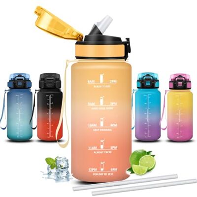 Mujigaga Trinkflasche Kinder, Trinkflasche 500ml, Wasserflasche mit Strohhalm, Auslaufsicher, Wasserflasche mit Motivierendem Slogan, Flasche für Schule, Camping, Schwimmen, Fahrrad Mujigaga Trinkflasche Kinder, Trinkflasche 500ml, Wasserflasche mit Strohhalm, Auslaufsicher, Wasserflasche mit Motivierendem Slogan, Flasche für Schule, Camping, Schwimmen, Fahrrad