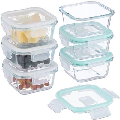 Relaxdays Glasbehälter mit Deckel, 6er Set, 320 ml, Frischhaltedosen, Kunststoffdeckel, luftdicht, Glasdose, transparent Relaxdays Glasbehälter mit Deckel, 6er Set, 320 ml, Frischhaltedosen, Kunststoffdeckel, luftdicht, Glasdose, transparent