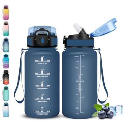 Grsta Trinkflasche, 500ml Trinkflasche Kinder, Wasserflasche mit Strohhalm, Flasche mit Strohhalm, Leicht zu Reinigen, Wasserflasche Auslaufsicher, mit Zeitmarkierung, für Schule, Reisen, Running, Yoga Grsta Trinkflasche, 500ml Trinkflasche Kinder, Wasserflasche mit Strohhalm, Flasche mit Strohhalm, Leicht zu Reinigen, Wasserflasche Auslaufsicher, mit Zeitmarkierung, für Schule, Reisen, Running, Yoga