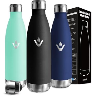 Mujigaga Trinkflasche Edelstahl, Trinkflasche 500ml, BPA-Frei, Kohlensäure Geeignet, Auslaufsicher, Doppelwandige Vakuumisolierte, Wasserflasche für Schule, Picknick, Camping, Büro, Alltag Mujigaga Trinkflasche Edelstahl, Trinkflasche 500ml, BPA-Frei, Kohlensäure Geeignet, Auslaufsicher, Doppelwandige Vakuumisolierte, Wasserflasche für Schule, Picknick, Camping, Büro, Alltag