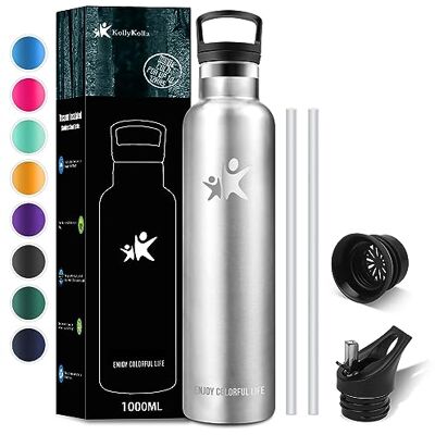 KollyKolla Trinkflasche Edelstahl 1L, Vakuum Thermosflasche, Wasserflasche Auslaufsicher, BPA-Frei Thermoskanne mit Strohhalm, Kohlensäure Geeignet, für Erwachsene, Uni, Yoga, Sport, Fahrrad, Camping KollyKolla Trinkflasche Edelstahl 1L, Vakuum Thermosflasche, Wasserflasche Auslaufsicher, BPA-Frei Thermoskanne mit Strohhalm, Kohlensäure Geeignet, für Erwachsene, Uni, Yoga, Sport, Fahrrad, Camping