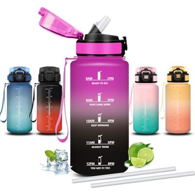 Mujigaga Trinkflasche Kinder, Trinkflasche 500ml, Wasserflasche mit Strohhalm, Leicht zu Reinigen, Wasserflasche Auslaufsicher, Breite Öffnung, Flasche für Schule, Camping, Schwimmen, Fahrrad Mujigaga Trinkflasche Kinder, Trinkflasche 500ml, Wasserflasche mit Strohhalm, Leicht zu Reinigen, Wasserflasche Auslaufsicher, Breite Öffnung, Flasche für Schule, Camping, Schwimmen, Fahrrad