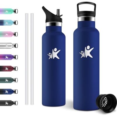 JAPORIA Trinkflasche Edelstahl 750ml, Isolierflasche mit Strohhalm, BPA-Frei, Kohlensäure Geeignet, Thermosflasche für Uni, Gym, Camping JAPORIA Trinkflasche Edelstahl 750ml, Isolierflasche mit Strohhalm, BPA-Frei, Kohlensäure Geeignet, Thermosflasche für Uni, Gym, Camping