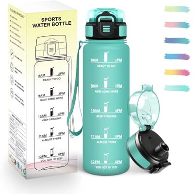 Mulbijeo Trinkflasche 500ml, Wiederverwendung, Wasserflasche BPA-Frei, Motivierende & Zeitmarkierung, Trinkflasche Kinder, Breite Öffnung, Flasche für Fahrrad, Fitness, Schule, Büro, Reiten Mulbijeo Trinkflasche 500ml, Wiederverwendung, Wasserflasche BPA-Frei, Motivierende & Zeitmarkierung, Trinkflasche Kinder, Breite Öffnung, Flasche für Fahrrad, Fitness, Schule, Büro, Reiten