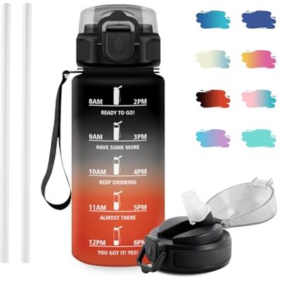 JAPORIA Trinkflasche 500ml, Sport Wasserflasche mit Strohhalm, Kohlensäure Geeignet, Motivierende Trinkflasche mit Zeitmarkierung, Auslaufsicher Wasserflasche für Laufen, Wandern, Reisen, Radfahren JAPORIA Trinkflasche 500ml, Sport Wasserflasche mit Strohhalm, Kohlensäure Geeignet, Motivierende Trinkflasche mit Zeitmarkierung, Auslaufsicher Wasserflasche für Laufen, Wandern, Reisen, Radfahren