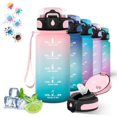 Grsta Trinkflasche Kinder, Trinkflasche 500ml, Wasserflasche mit Strohhalm, Kann mit Dir Tragen, Wasserflasche Auslaufsicher, mit Zeitmarkierung, Flasche Motivation für Schule, Büro, Running, Rosa-Cyan Grsta Trinkflasche Kinder, Trinkflasche 500ml, Wasserflasche mit Strohhalm, Kann mit Dir Tragen, Wasserflasche Auslaufsicher, mit Zeitmarkierung, Flasche Motivation für Schule, Büro, Running, Rosa-Cyan