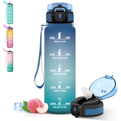 Grsta Wasserflasche 1l, Auslaufsichere Trinkflasche mit Zeitmarkierung und Schnürung, Trinkflasche Sport mit Strohhalm, Flasche mit Sichere Verriegelung für Uni, Arbeit, Fitness Grsta Wasserflasche 1l, Auslaufsichere Trinkflasche mit Zeitmarkierung und Schnürung, Trinkflasche Sport mit Strohhalm, Flasche mit Sichere Verriegelung für Uni, Arbeit, Fitness