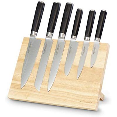 ECHTWERK Damastmesser Set 7tlg., Küchenmesser Set, Kochmesser, Brotmesser, Filetiermesser, Santokumesser, Universalmesser, Schälmesser, Messergriffe aus Pakka-Holz, Inkl. Magnet-Messerblock aus Holz ECHTWERK Damastmesser Set 7tlg., Küchenmesser Set, Kochmesser, Brotmesser, Filetiermesser, Santokumesser, Universalmesser, Schälmesser, Messergriffe aus Pakka-Holz, Inkl. Magnet-Messerblock aus Holz