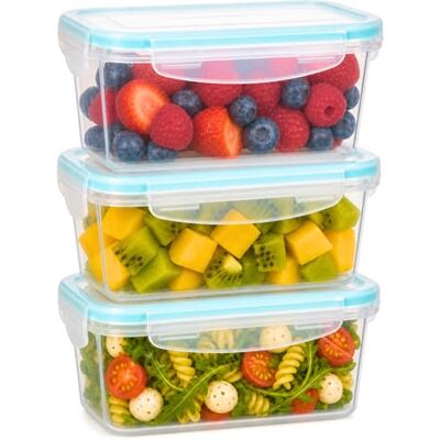 edihome , Tupperdosen, Frischhaltedosen Mit Deckel, 3 Stück 0,7 L, Gefrierdosen, Kunststoffbehälter BPA-Frei, Geeignet für Mikrowelle edihome , Tupperdosen, Frischhaltedosen Mit Deckel, 3 Stück 0,7 L, Gefrierdosen, Kunststoffbehälter BPA-Frei, Geeignet für Mikrowelle