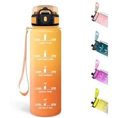 Motswedi Trinkflasche, 500ML BPA-Frei, Wasserflasche, Auslaufsicheres Schlossdesign, Flasche, Trinkflasche Sport Mit Zeitmarkierung, Trinkflaschen für Schule, Sport, Camping Auslaufsichere Bernstein&Orange Motswedi Trinkflasche, 500ML BPA-Frei, Wasserflasche, Auslaufsicheres Schlossdesign, Flasche, Trinkflasche Sport Mit Zeitmarkierung, Trinkflaschen für Schule, Sport, Camping Auslaufsichere Bernstein&Orange