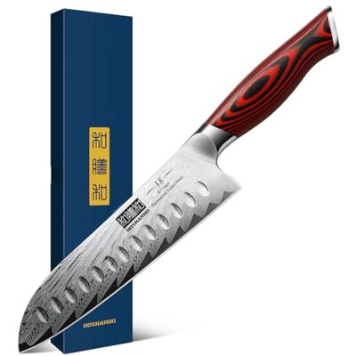 HOSHANHO Damaszener Santokumesser, professionelles 7-Zoll-Küchenmesser, ultrascharfes Santoku-Kochmesser aus Damaszenerstahl mit ergonomischem G10-Griff HOSHANHO Damaszener Santokumesser, professionelles 7-Zoll-Küchenmesser, ultrascharfes Santoku-Kochmesser aus Damaszenerstahl mit ergonomischem G10-Griff