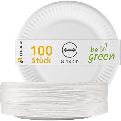 Heku 30405-1 - Weiße Pappteller - Ø 18 cm - Biologisch abbaubar Heku 30405-1 - Weiße Pappteller - Ø 18 cm - Biologisch abbaubar