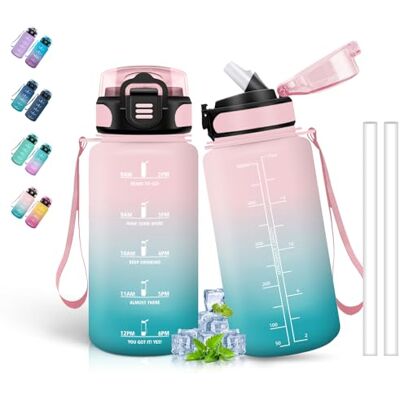 Grsta Trinkflasche Kinder- 500ml- Trinkflasche, Flasche mit Strohhalm, Kann mit Dir Tragen, Trinkflasch Auslaufsicher, Trinkflasch Mädchen, mit Zeitmarkierung, für Schule, Running, Camping, Rosa-Cyan Grsta Trinkflasche Kinder- 500ml- Trinkflasche, Flasche mit Strohhalm, Kann mit Dir Tragen, Trinkflasch Auslaufsicher, Trinkflasch Mädchen, mit Zeitmarkierung, für Schule, Running, Camping, Rosa-Cyan