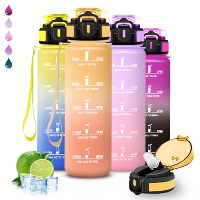 Grsta Trinkflasche 1l, Trinkflasche Sport, Wasserflasche mit Strohhalm, Leicht zu Reinigen, Wasserflasche Auslaufsicher, mit Motivierenden Slogans, Flasche Motivation, Flasche für Wandern, Fitness, Camping Grsta Trinkflasche 1l, Trinkflasche Sport, Wasserflasche mit Strohhalm, Leicht zu Reinigen, Wasserflasche Auslaufsicher, mit Motivierenden Slogans, Flasche Motivation, Flasche für Wandern, Fitness, Camping