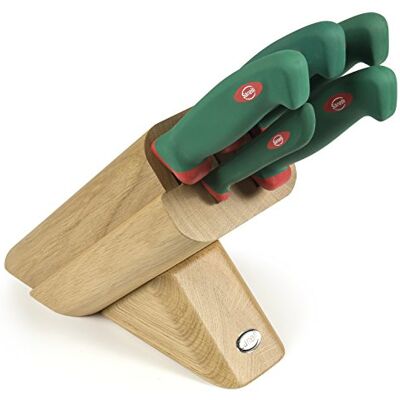 Sanelli 931605 Messerblock Leck, Holz, grün/rot, 5 Stück Sanelli 931605 Messerblock Leck, Holz, grün/rot, 5 Stück