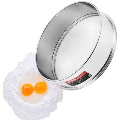 VEVOR Mehlsieb mit feiner Masche, 10 Maschen Mehlsieb, 304 Edelstahl feinmaschiges Sieb in Lebensmittelqualität, feinmaschiges Sieb zum Backen, Maschengrößen für Mungobohnen, Mehl, Perlenpulver VEVOR Mehlsieb mit feiner Masche, 10 Maschen Mehlsieb, 304 Edelstahl feinmaschiges Sieb in Lebensmittelqualität, feinmaschiges Sieb zum Backen, Maschengrößen für Mungobohnen, Mehl, Perlenpulver