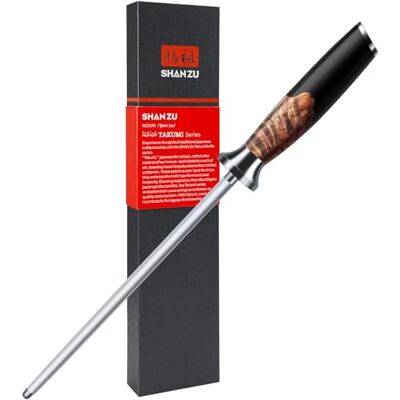 SHAN ZU Wetzstahl, 20 cm Langer Schleifstab, Professional Messerschärfer Stab Geeignet für Viele Arten Von Messern Stahl Schleifer Stab mit Ergonomischer Ahornholzgriff Geschenkbox SHAN ZU Wetzstahl, 20 cm Langer Schleifstab, Professional Messerschärfer Stab Geeignet für Viele Arten Von Messern Stahl Schleifer Stab mit Ergonomischer Ahornholzgriff Geschenkbox