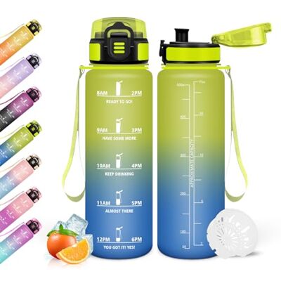 Mulbijeo Trinkflasche, 500ml Auslaufsicher mit Zeitmarkierung, Wasserflasche, Motivierende & mit Filter, Trinkflasche Sport, Trinkflaschen Kohlensäure Geeignet, für Laufen, Radfahren, Sportflasche Mulbijeo Trinkflasche, 500ml Auslaufsicher mit Zeitmarkierung, Wasserflasche, Motivierende & mit Filter, Trinkflasche Sport, Trinkflaschen Kohlensäure Geeignet, für Laufen, Radfahren, Sportflasche