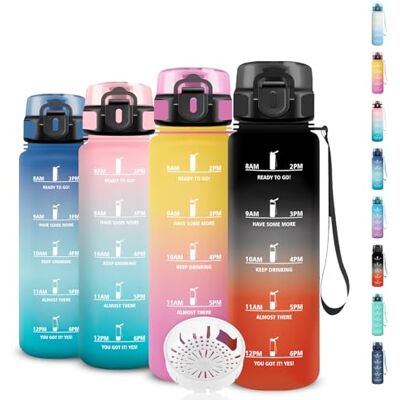 Grsta Trinkflasche Kinder- 0 5 liter- Trinkflasche, Wasserflasche mit Uhrzeit, Wasserflasche Auslaufsicher, Flasche mit Zeitmarkierung, Leicht zu Reinigen, Flasche Erwachsene für Reisen, Outdoor Grsta Trinkflasche Kinder- 0 5 liter- Trinkflasche, Wasserflasche mit Uhrzeit, Wasserflasche Auslaufsicher, Flasche mit Zeitmarkierung, Leicht zu Reinigen, Flasche Erwachsene für Reisen, Outdoor